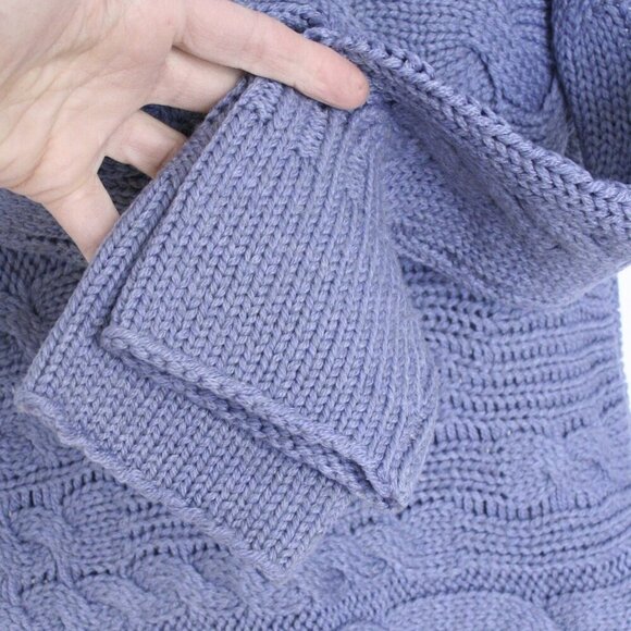 Banana Republic Wool Alpaca Blend‎ Purple Cowlneck Cable Knit Sweater Sz M - Picture 4 of 11